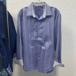Robert Graham Light Purple Patterned Long Sleeve Button Up Shirt, size L